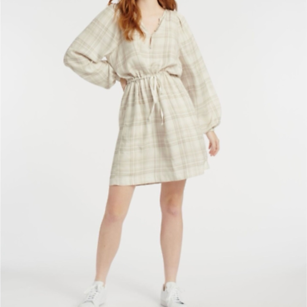 NWT Splendid Plaid Long-Sleeve Dress with Drawstring size Medium